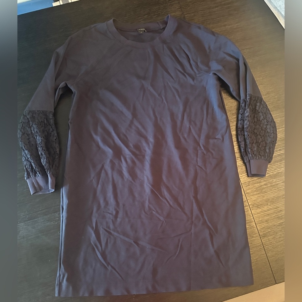 Ann Taylor Midi Dress with Textured Sleeves